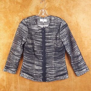 JS COLLECTIONS Womens Jacket Size 6 Black Zip Up Lace Overlay Pintuck Evening